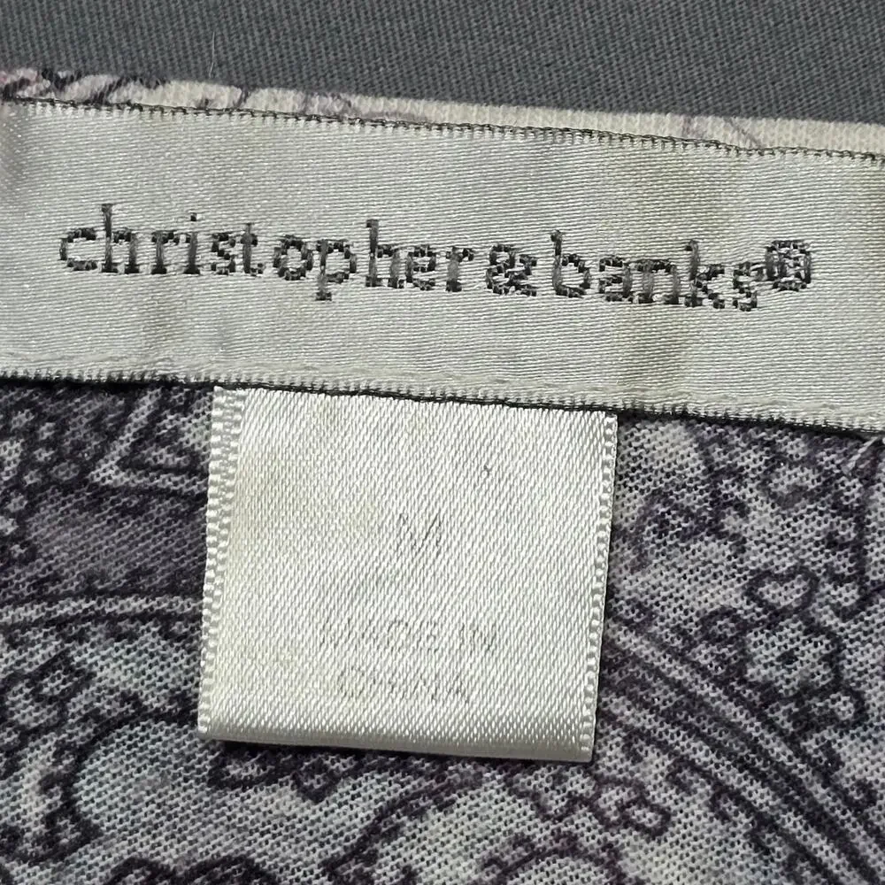 Christopher Banks Cream Tan Shirt Paisley Preppy Ruffle Cap Sleeve Women Size M - Picture 3 of 11